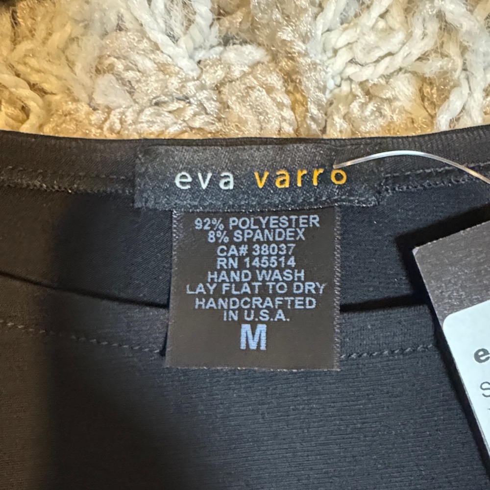 NWT Eva Varro 3/4 Sleeve Waist Contrast Insert Dress Black/Claret size Medium - Picture 8 of 15